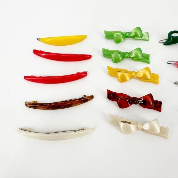 Vintage 70s 80s Plastic Metal Hair Clip Barrette Lot Bundle - Picture 2 of 4